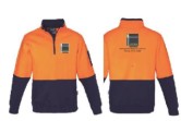 Unisex Hi Vis 1/2 Zip Pullover - Orange/Navy 