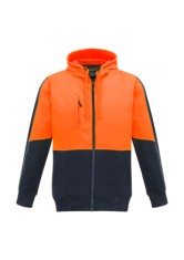 Hi Vis Fleece Hoodie - Orange/Navy 